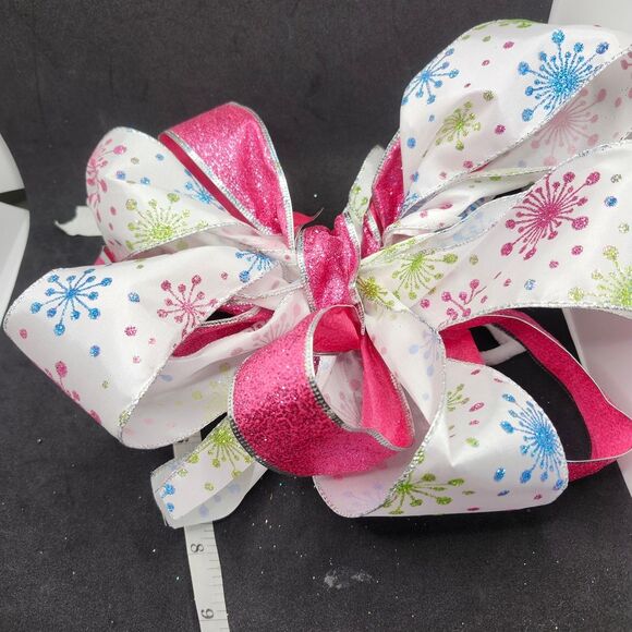 Hand Crafted Pink and White Decorative Bow - Picture 6 of 6